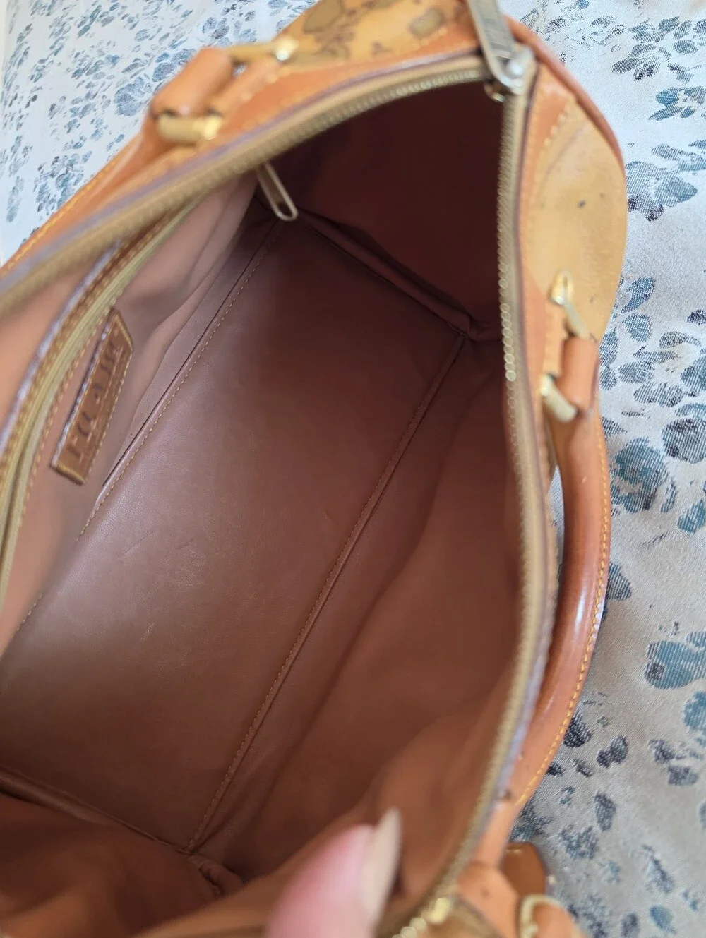 Authentic Alviero Martini Vintage Map-Print Satchel Handbag